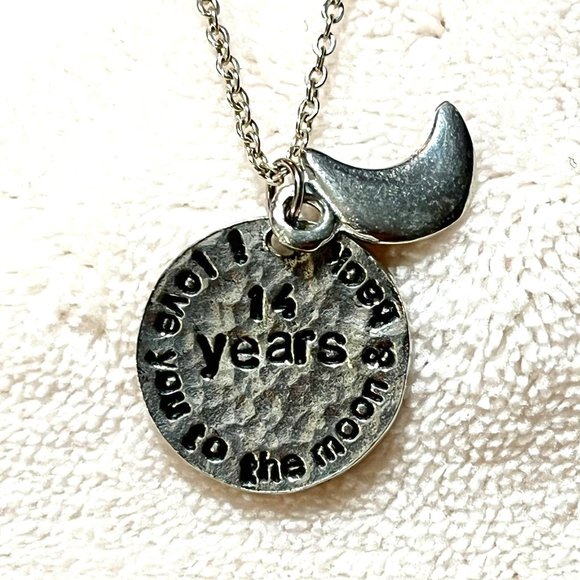 Wedding Anniversary I Love You To The Moon and Back Necklace 14th Anniversary - Picture 1 of 8